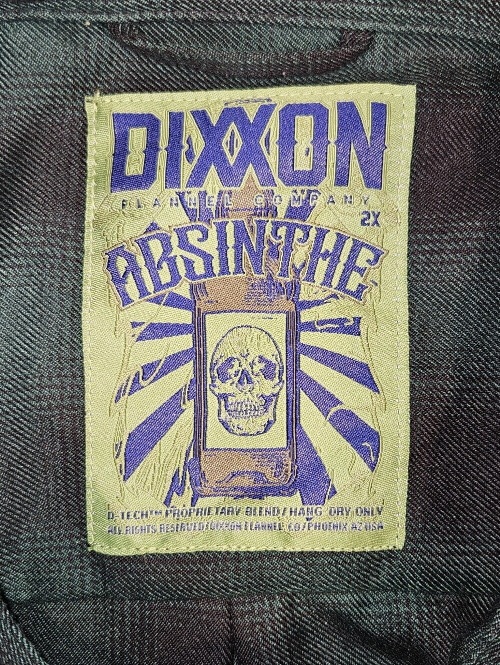 DIXXON Men's 2XL "Absinthe" Forest Green Plaid Button-Up Flannel - Picture 5 of 11